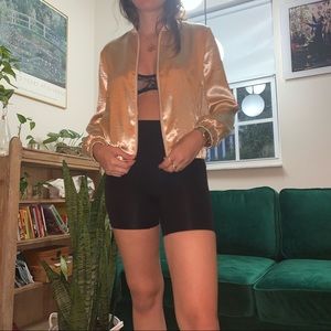 Satin Gold Bomber Jacket by J.O.A.